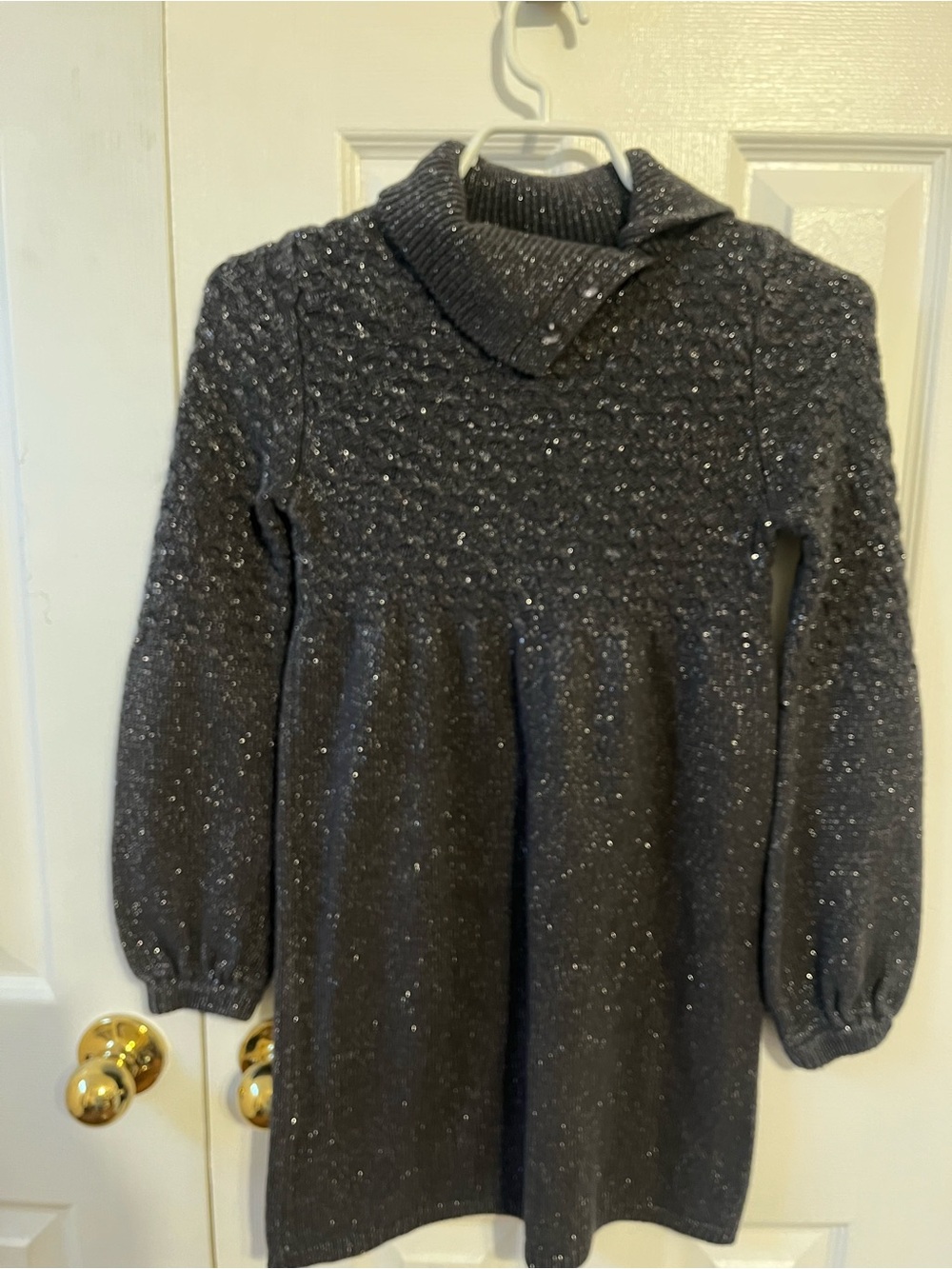 Girls' Glitter Knit Sweater Dress - Charcoal Gray